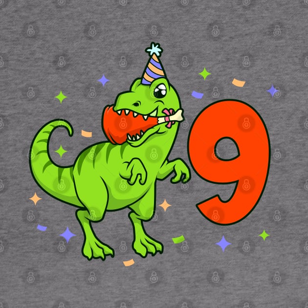 I am 9 with TREX - boy birthday 9 years old by Modern Medieval Design